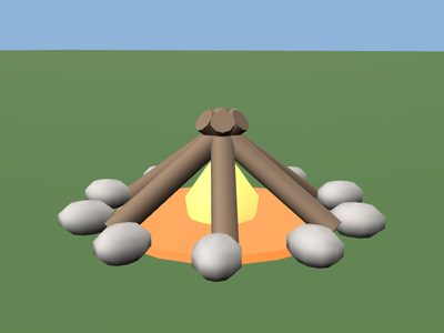 Campfire: a 3D model built by Godotwright